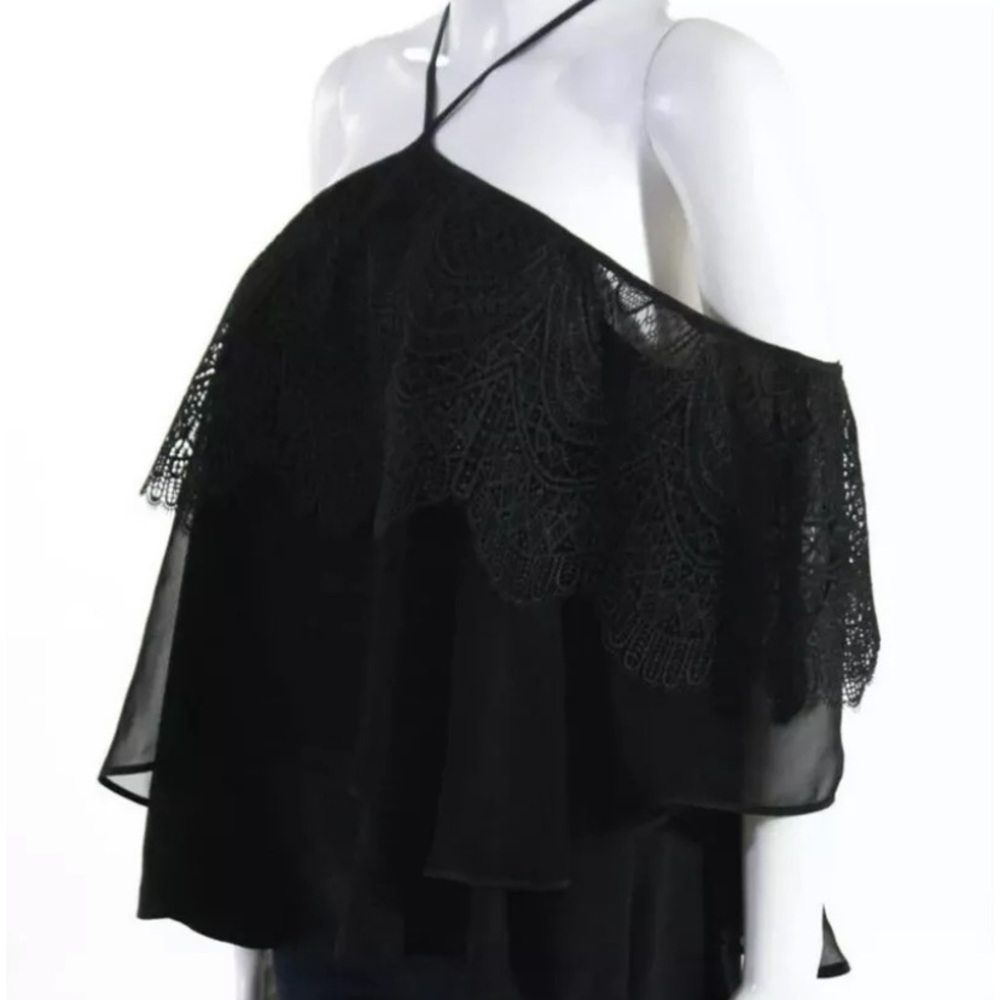 Cinq A Sept Womens Silk Lace Ruffle Top Size XS